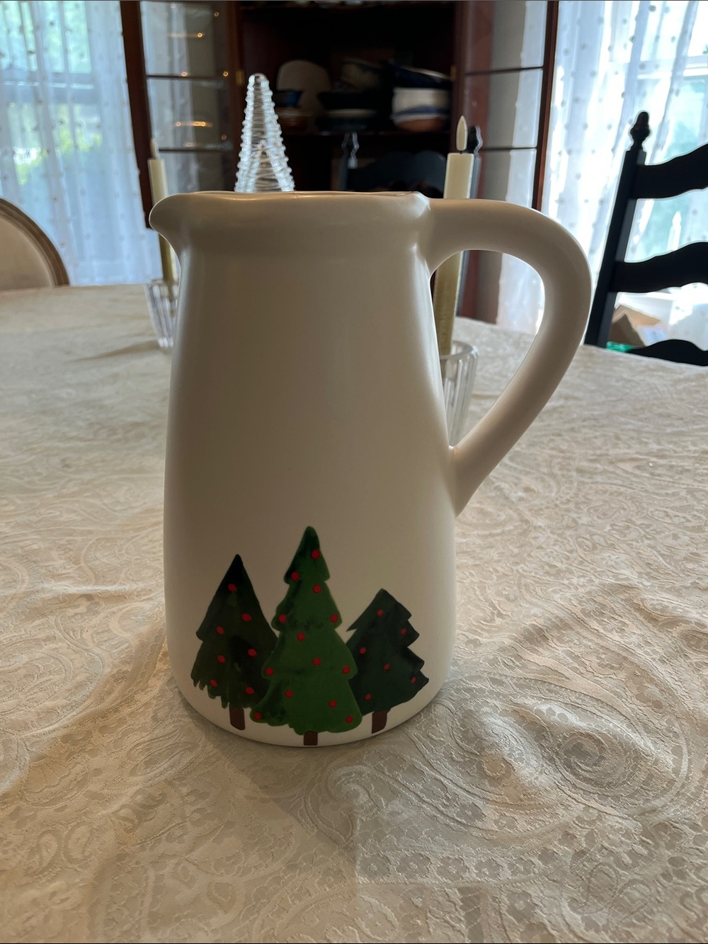 Christmas Oh Christmas Tree Pitcher Large 94oz 10" Tall x 6 in wide EUC